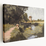 Stretched canvas showcasing a vibrant landscape design with rich colors and intricate details, viewed from the side, perfect for home decor and art enthusiasts.