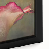 Close-up of a black framed canvas featuring textured, colorful floral designs, ideal for extra large living room wall art.
