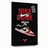Nike Dunk SB Chicago Pop Art Wall Art – Bold Red, Black, White Canvas