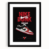 Nike Dunk SB Chicago Pop Art Wall Art – Bold Red, Black, White Canvas