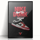 Nike Dunk SB Chicago Pop Art Wall Art – Bold Red, Black, White Canvas