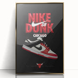 Nike Dunk SB Chicago Pop Art Wall Art – Bold Red, Black, White Canvas