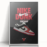 Nike Dunk SB Chicago Pop Art Wall Art – Bold Red, Black, White Canvas