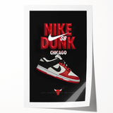 Nike Dunk SB Chicago Pop Art Wall Art – Bold Red, Black, White Canvas
