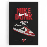Nike Dunk SB Chicago Pop Art Wall Art – Bold Red, Black, White Canvas
