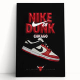 Nike Dunk SB Chicago Pop Art Wall Art – Bold Red, Black, White Canvas