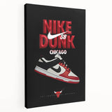 Nike Dunk SB Chicago Pop Art Wall Art – Bold Red, Black, White Canvas