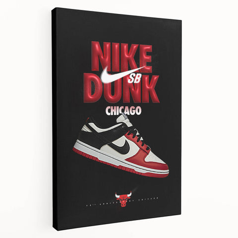 Nike Dunk SB Chicago Pop Art Wall Art – Bold Red, Black, White Canvas