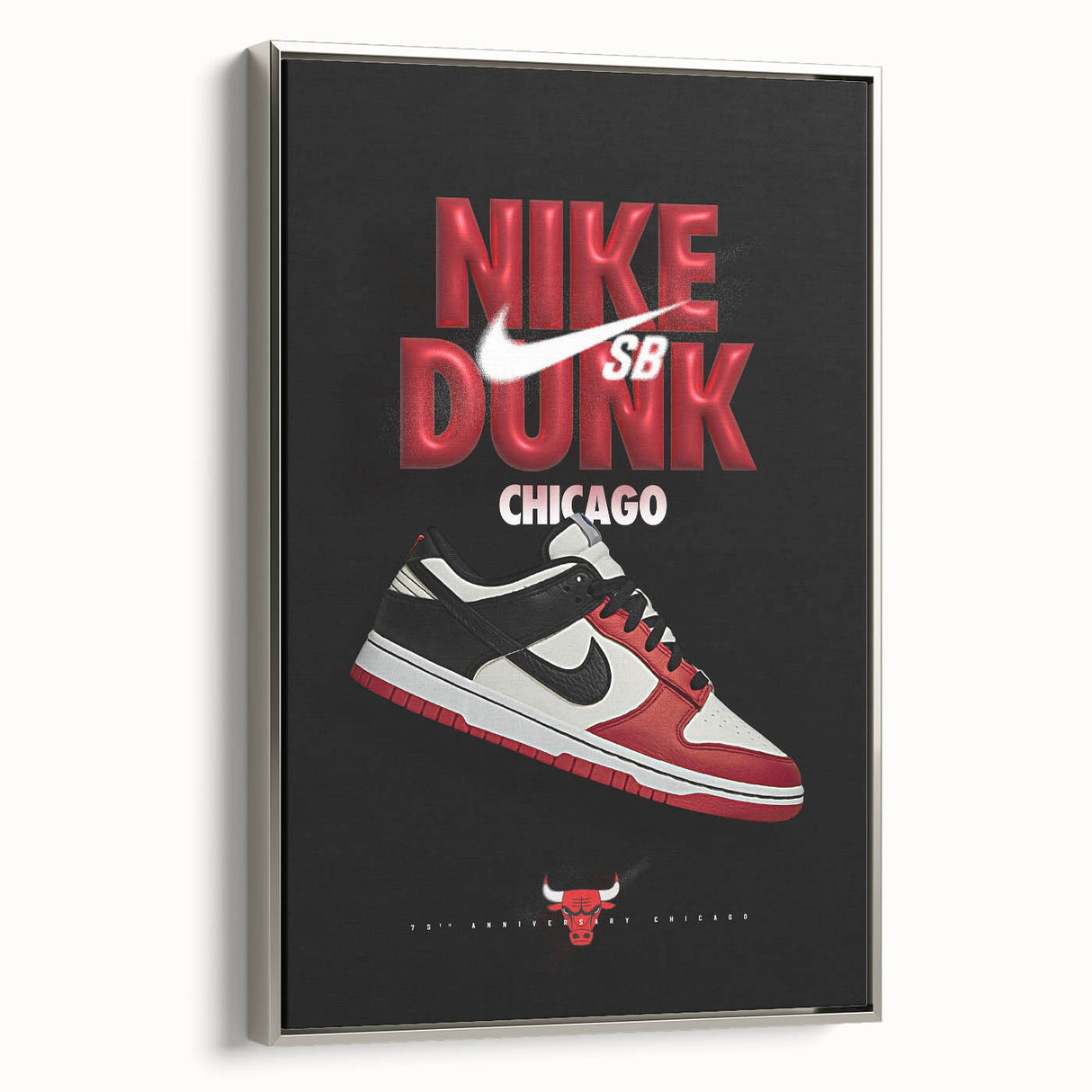 Nike Dunk SB Chicago Pop Art Wall Art – Bold Red, Black, White Canvas