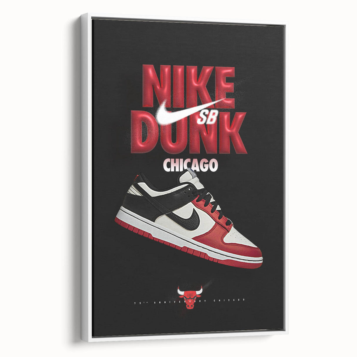 Nike Dunk SB Chicago Pop Art Wall Art – Bold Red, Black, White Canvas