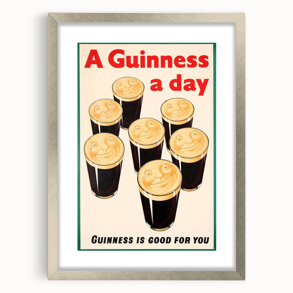 Retro Guinness Smiling Pints Poster - Vintage Bar Wall Art