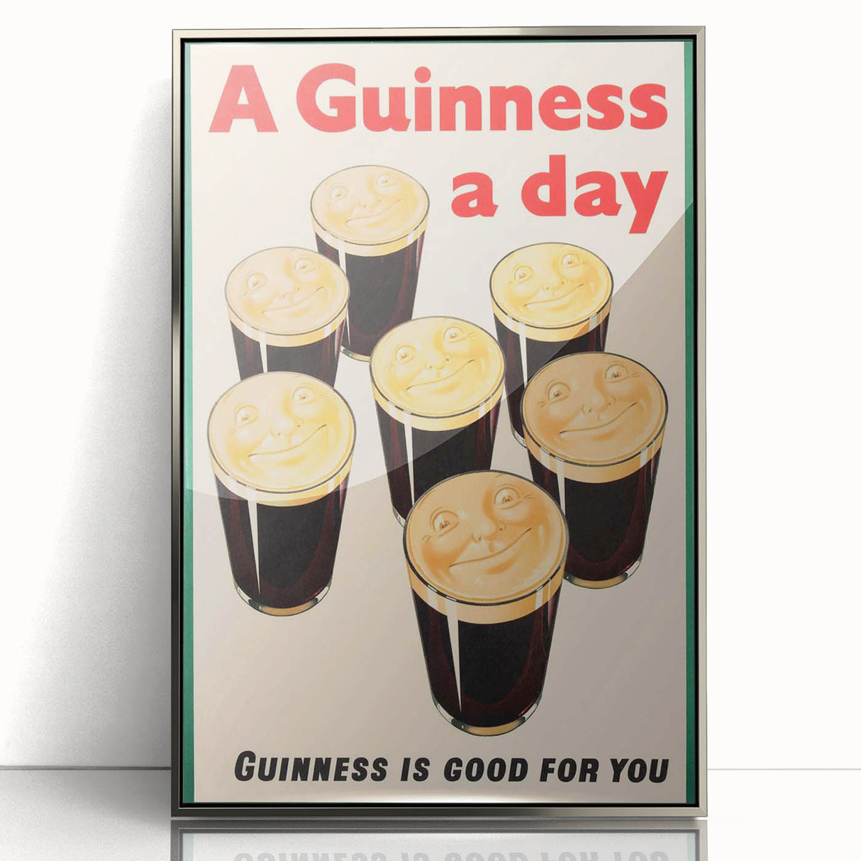 Retro Guinness Smiling Pints Poster - Vintage Bar Wall Art