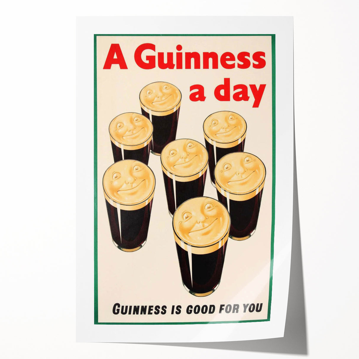 Retro Guinness Smiling Pints Poster - Vintage Bar Wall Art