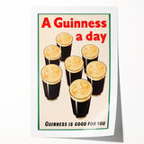 Retro Guinness Smiling Pints Poster - Vintage Bar Wall Art