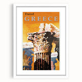 Retro Greece Travel Poster – Vintage Greek Architecture Art