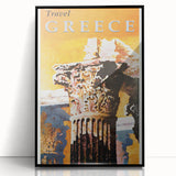 Retro Greece Travel Poster – Vintage Greek Architecture Art