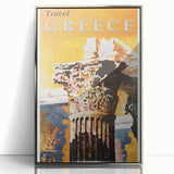 Retro Greece Travel Poster – Vintage Greek Architecture Art
