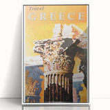 Retro Greece Travel Poster – Vintage Greek Architecture Art