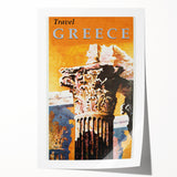 Retro Greece Travel Poster – Vintage Greek Architecture Art