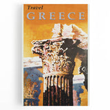 Retro Greece Travel Poster – Vintage Greek Architecture Art