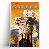 Retro Greece Travel Poster – Vintage Greek Architecture Art