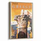 Retro Greece Travel Poster – Vintage Greek Architecture Art