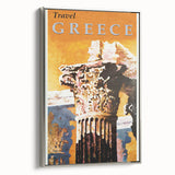 Retro Greece Travel Poster – Vintage Greek Architecture Art