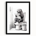Bathroom Quote Art - Otter Reading Newspaper for Minimalist Decor