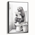 Bathroom Quote Art - Otter Reading Newspaper for Minimalist Decor