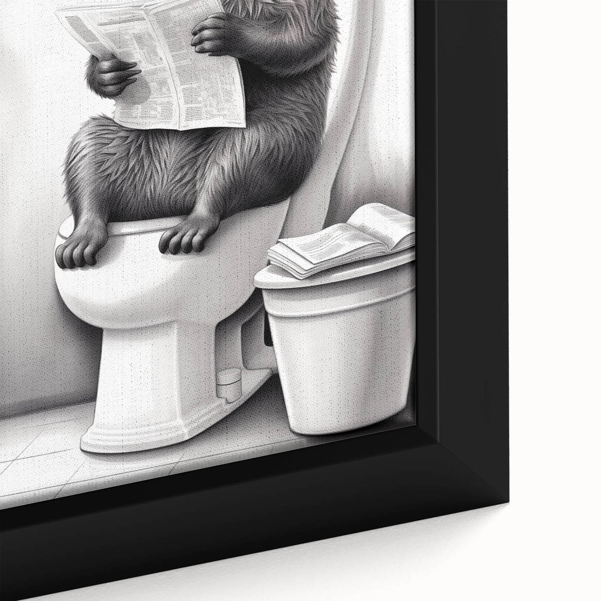 Bathroom Quote Art - Otter Reading Newspaper for Minimalist Decor