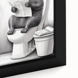 Bathroom Quote Art - Otter Reading Newspaper for Minimalist Decor