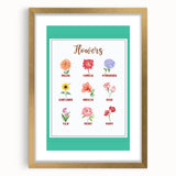 Flowers Chart - Kids Educational Wall Art Botanical Learning Print