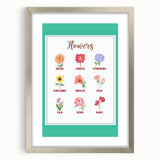 Flowers Chart - Kids Educational Wall Art Botanical Learning Print