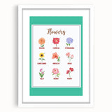 Flowers Chart - Kids Educational Wall Art Botanical Learning Print