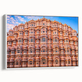 Vintage poster art of an Indian scenery in vibrant colors on a framed canvas, ideal for living room decor.