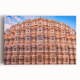 Black and white panoramic photo of the Taj Mahal on stretched canvas, ideal for kitchen wall art.