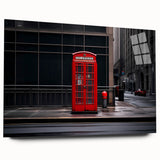 Acrylic print of a large abstract London skyline in muted blues and grays, suitable for bedroom or dining room decor.