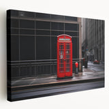 Large art print of London scenery in muted grays and blues on stretched canvas, ideal for kitchen wall art.