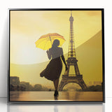 Large abstract wall art depicting an abstract Paris skyline in muted gray tones on a framed acrylic print.