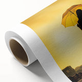 Art deco poster of the Eiffel Tower in muted gray and pink tones on rolled canvas, ideal for nursery wall art.