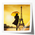 Rolled print of Paris scenery with floral accents in soft pastel colors, ideal for art wall dining room.