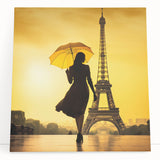 Black and white stretched canvas of Paris scenery, featuring the Eiffel Tower, ideal for kitchen wall art.