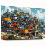 Large abstract depiction of a Brazilian landscape in muted earth tones on acrylic glass.