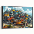 Black and white vintage poster art of a Brazilian landscape on framed canvas, ideal for bedroom wall decor.