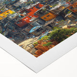 Art deco poster of a Brazilian landscape in vibrant greens and blues on rolled canvas, suitable for dining room wall art.