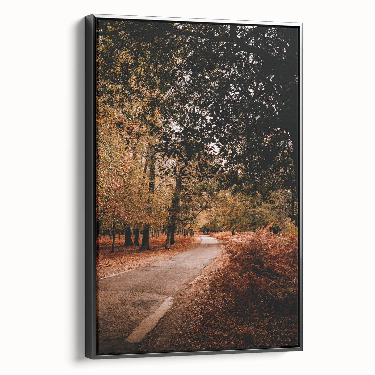 Black and white framed canvas depicting a vintage landscape painting, ideal for bedroom wall art.