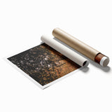 Extra large rolled print featuring a fall-themed floral art in muted orange and brown tones.