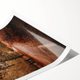 Extra large rolled print featuring line art flowers in autumn hues, ideal for large living room wall art.