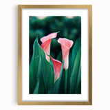 Extra large abstract art print with textured swirls in vibrant spring hues, framed in gold, ideal for living room decor.