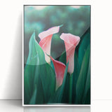 Art deco poster depicting spring season in pastel shades on a white acrylic frame, ideal for nursery wall art.